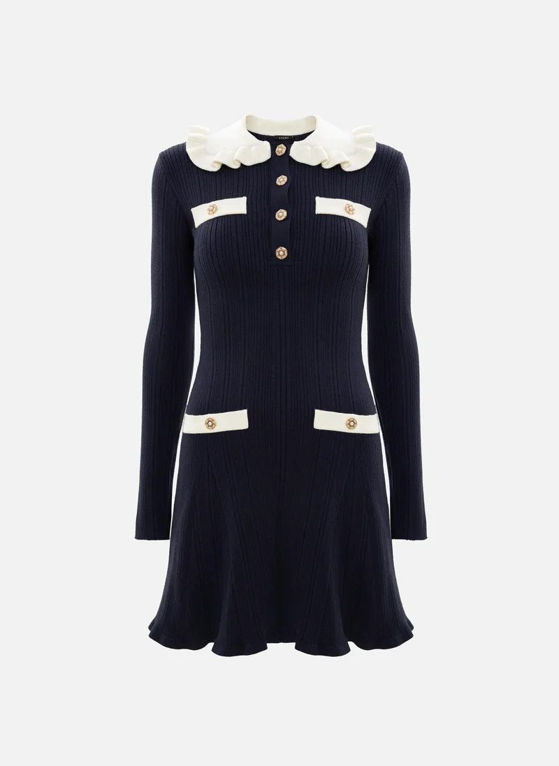 ليتشي فستان قصير محبوك بتفاصيل متباينة